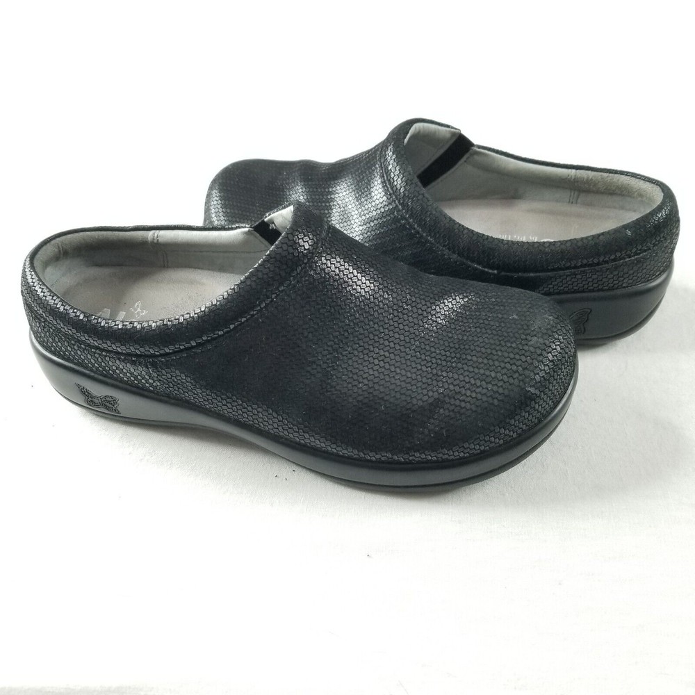 Alegria Black Textured Mules